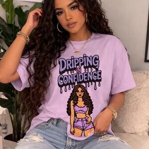 Dripping in Confidence Lavender Graphic Tee - Women